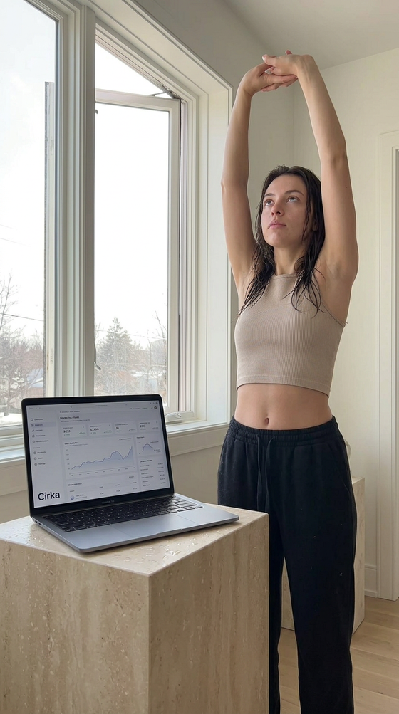 AI-generated fitness ad image, rendered by Cirka